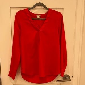 JCrew Long Sleeve Red Blouse, Size XS